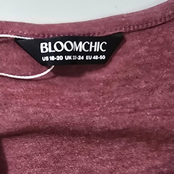 BLOOMCHIC 18-20 2X Plus Russet Contrast Overlap Round Neck Flared Top NWT B37 - Picture 6 of 9